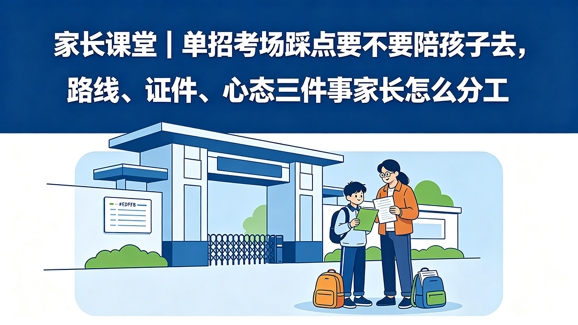 家长课堂｜家长课堂｜单招考场踩点要不要陪孩子去，路线、证件、心态三件事家长怎么分工