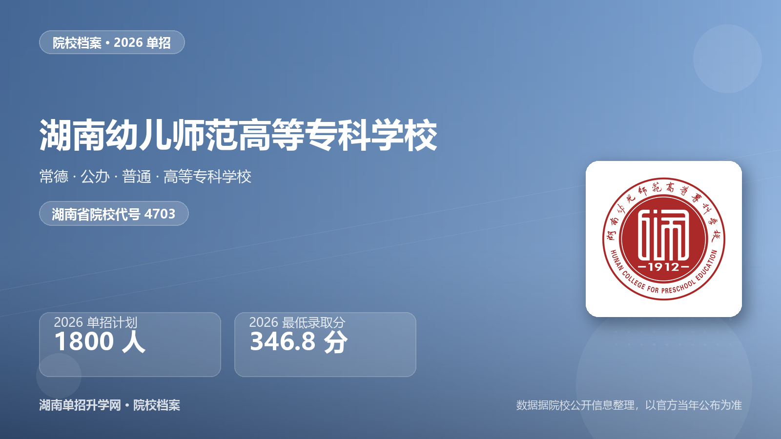湖南幼儿师范高等专科学校 单招报考档案（2026）