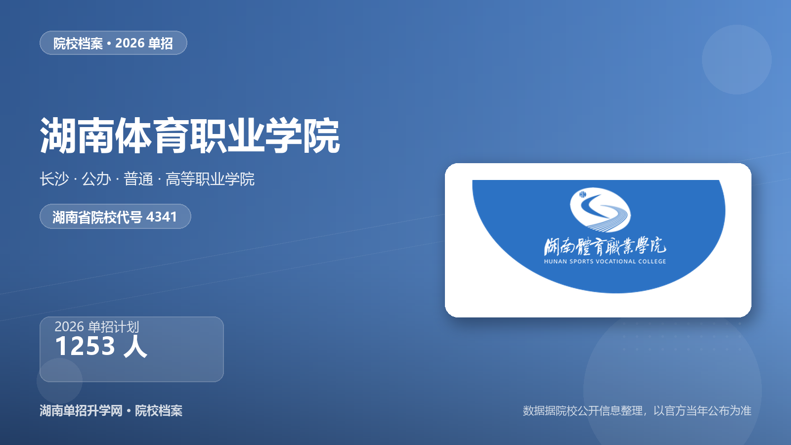 湖南体育职业学院 单招报考档案（2026）